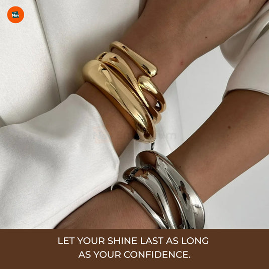 Statement gold bangle bracelet