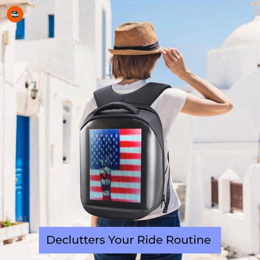 Black tech backpack with emoji screen