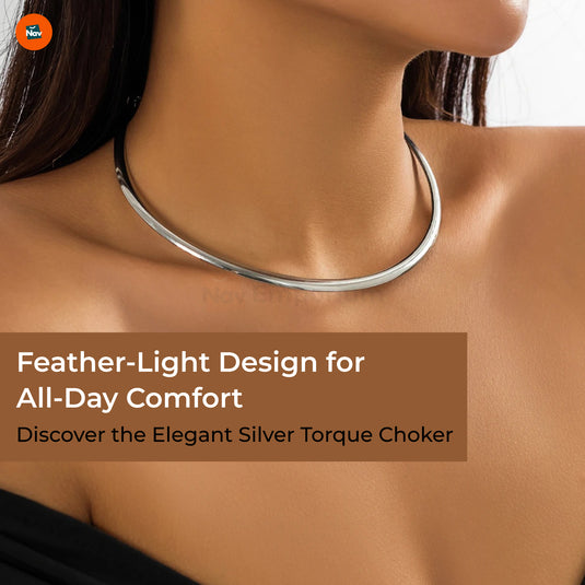 Trendy silver torque necklace