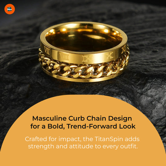 Grooved Edge Chain Spinner Ring