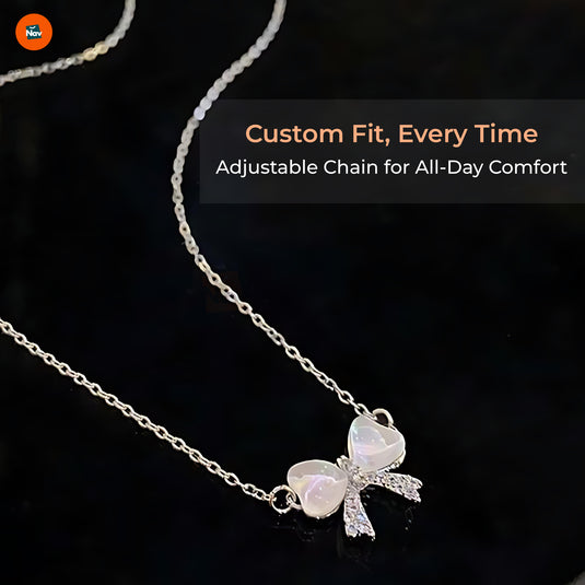 Gift-ready gold bow necklace