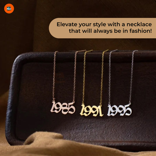 Gold-tone birth year necklace