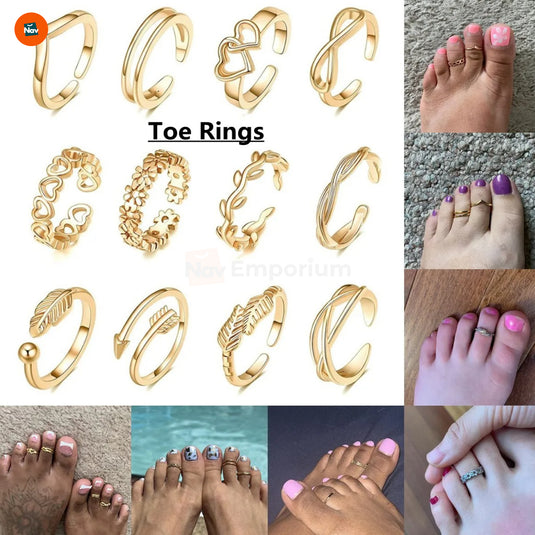 Rose gold toe rings for women