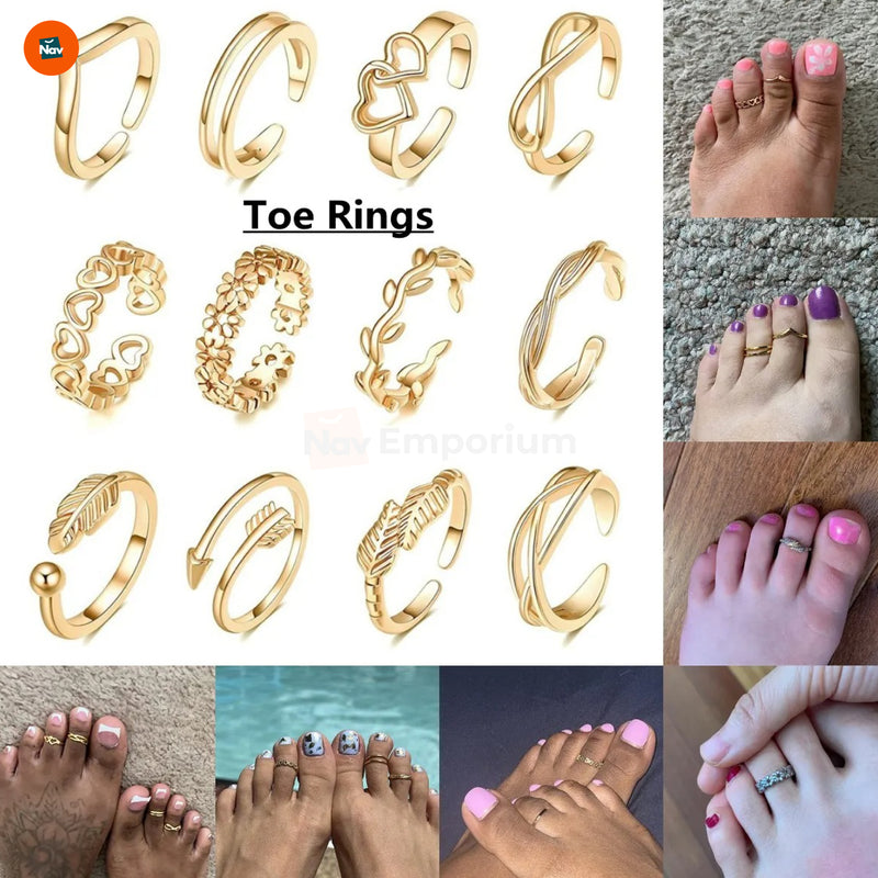 Rose gold toe rings for women