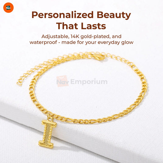 Personalized gold initial anklet