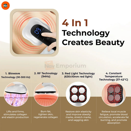 Benefit image shows waist contour ultrasonic cavitation machine