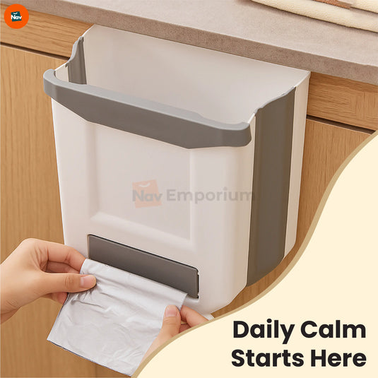 Space-saving foldaway kitchen bin