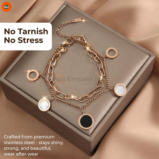 Stacked gold pearl bracelet