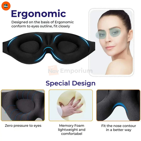 Feature image sleep mask with soft memory foam padding