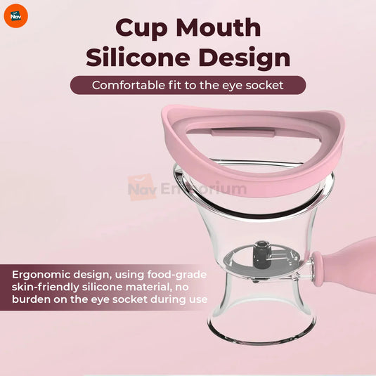 Benefit image showing leak-proof eye wash cup comfort