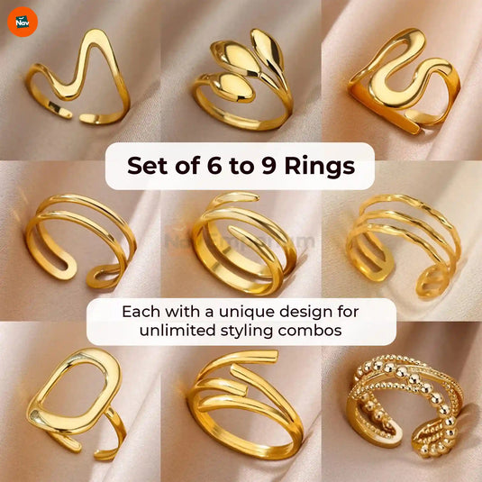 Gold Plated Rings – Adjustable and Stackable for Women
