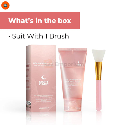 Collagen overnight mask benefit callouts infographic