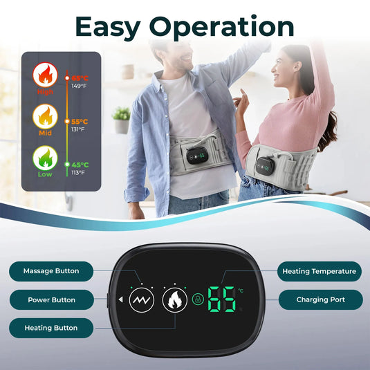 Feature image highlighting adjustable heated back belt settings