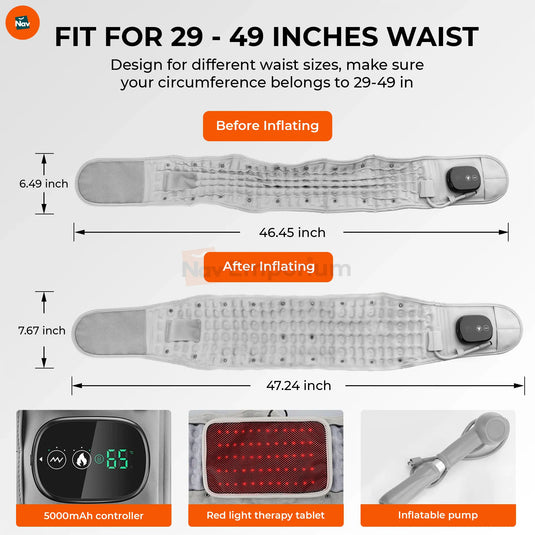 callouts explaining heated back belt features