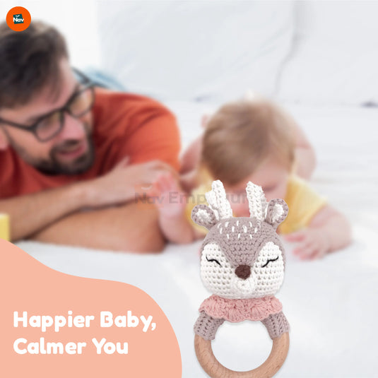 natural cotton baby rattle