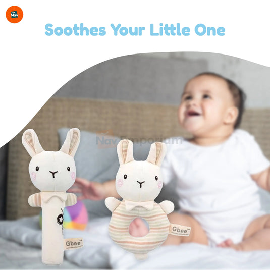 Teething-friendly baby rattle stick
