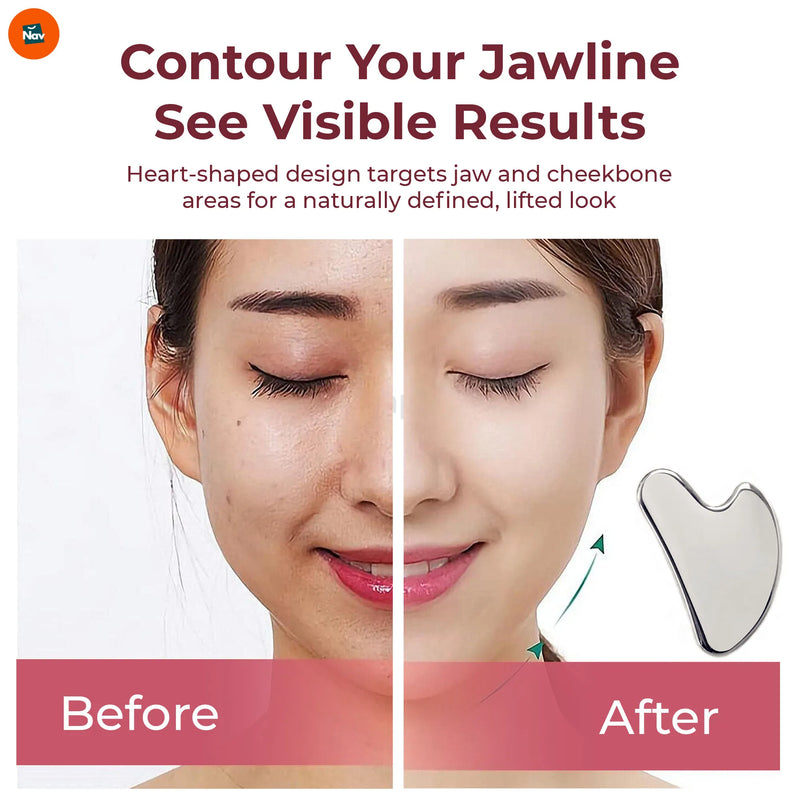 Benefit image highlighting stainless steel gua sha massage