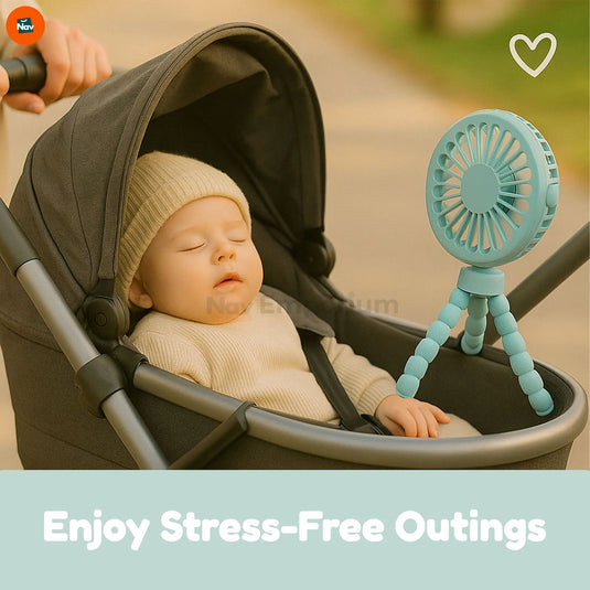 Flexible tripod baby stroller fan