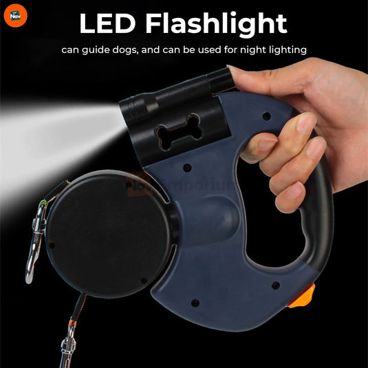 Benefit image shows tangle‑free retractable dog leash