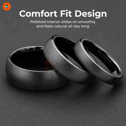 Polished black tungsten wedding band