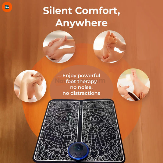 Quiet EMS foot massage device