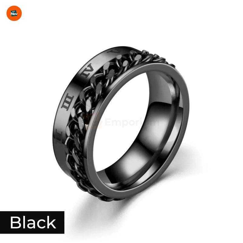 Silver Chain Spinner Ring Close-Up