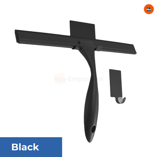 Person holding ergonomic shower squeegee