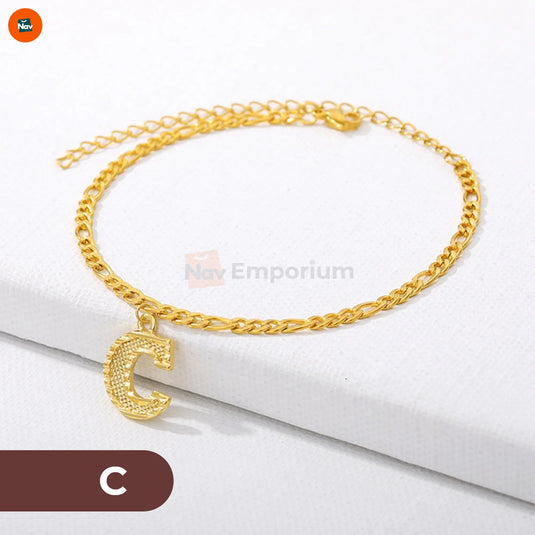 Personalized gold initial anklet 1