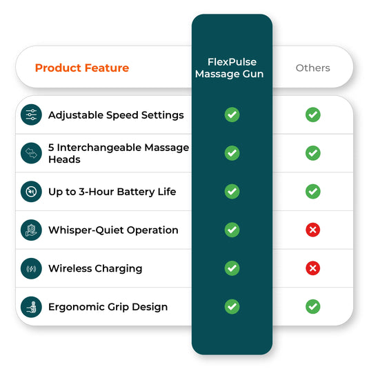 Comparison chart portable massage gun feature ticks