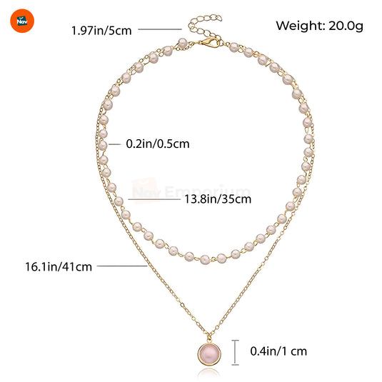 Putting on pearl necklace