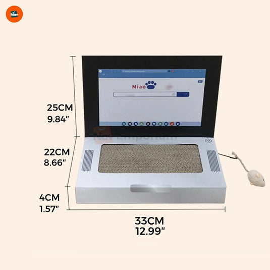 Cat laptop scratcher product size dimensions shown