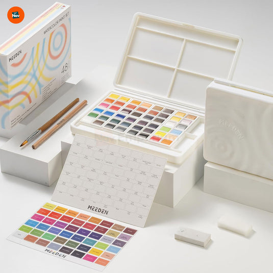 Close-up of watercolor pans