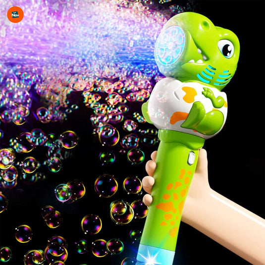 Side view of Dino Blast LED Bubble Gun.