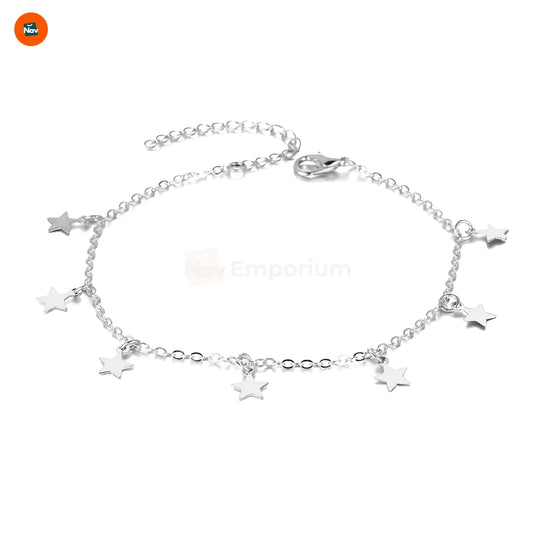 Lifestyle image showcasing gold plated anklet women