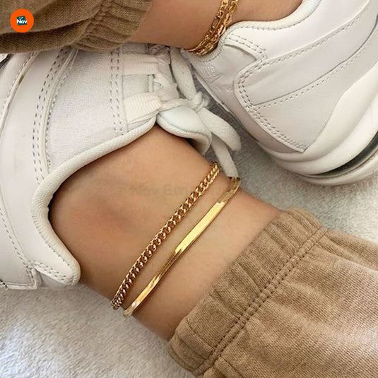 Waterproof gold ankle bracelets