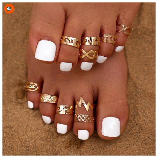 Boho toe ring set