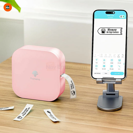 Portable inkless label maker in hand