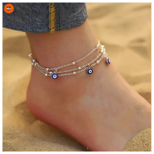 Layered Silver Anklet Women
