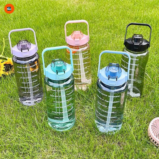 Motivational water bottle time markers