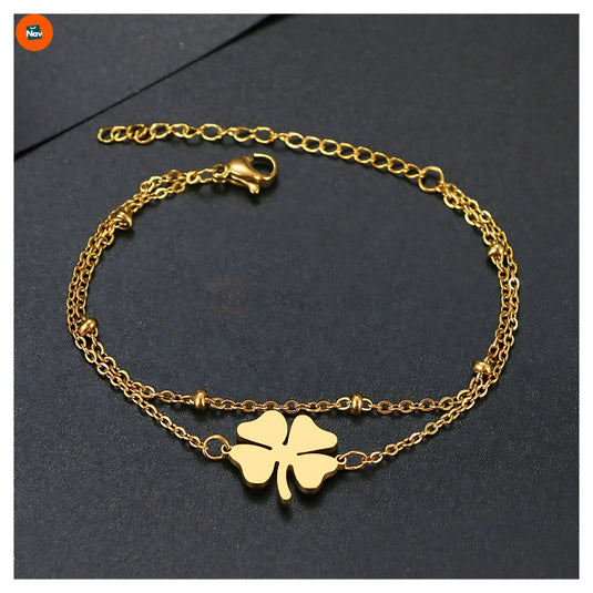 Four-leaf clover charm bracelet