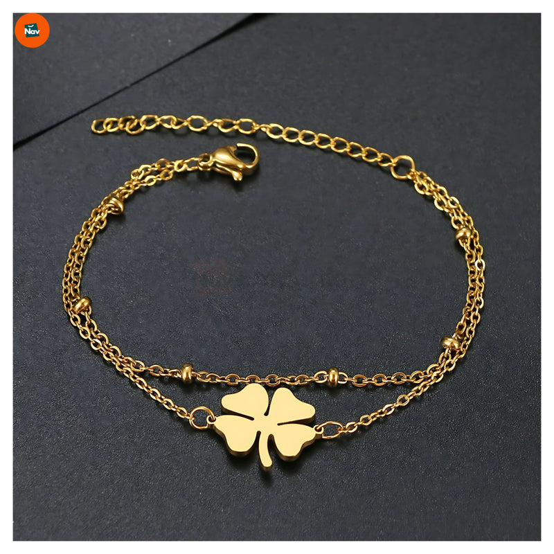 Four-leaf clover charm bracelet