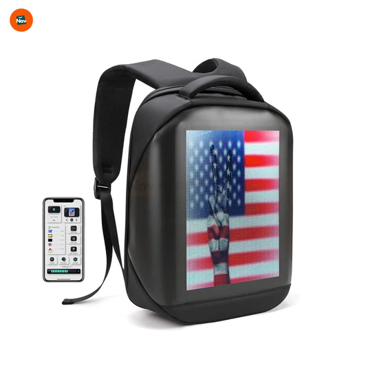 Front view of LED smart backpack