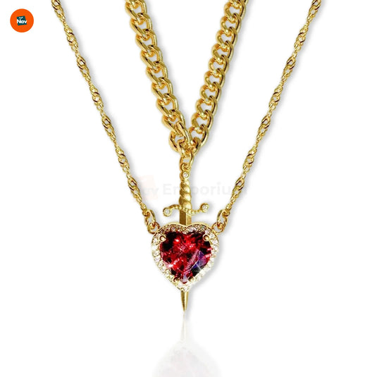 Heart Sword Couples Necklace