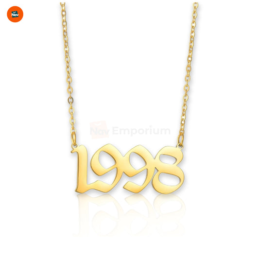 Old English birth year necklace
