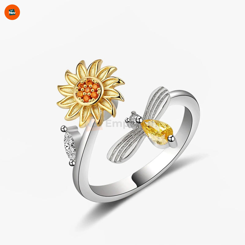 Sunflower spinner ring for anxiety relief