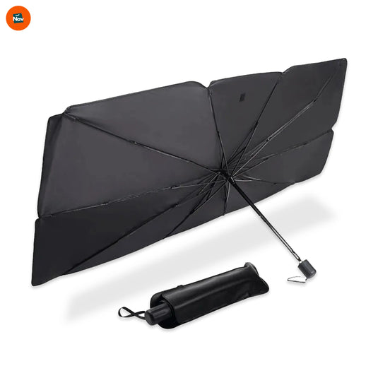 Foldable windshield sunshade closed