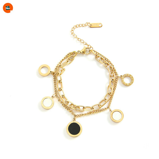 Layered coin pearl bracelet