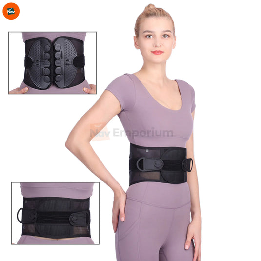 user wearing lower back support belt