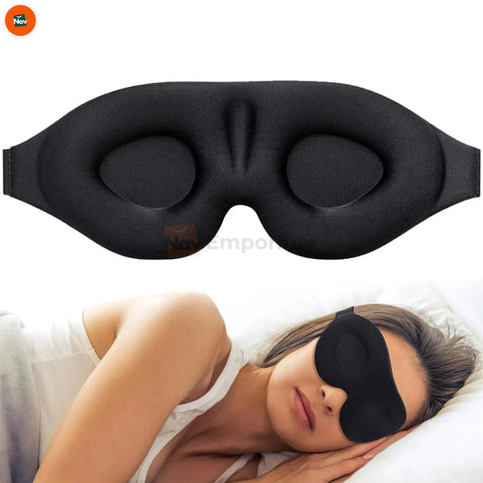 Lifestyle shot blackout eye mask for deep restful sleep