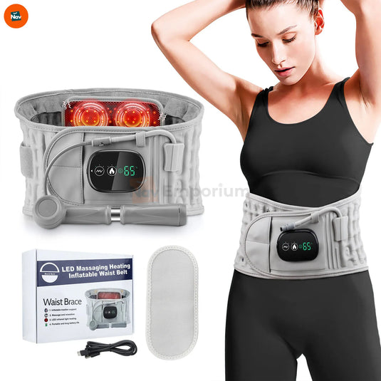 Lifestyle image with user wearing inflatable lumbar support comfortably